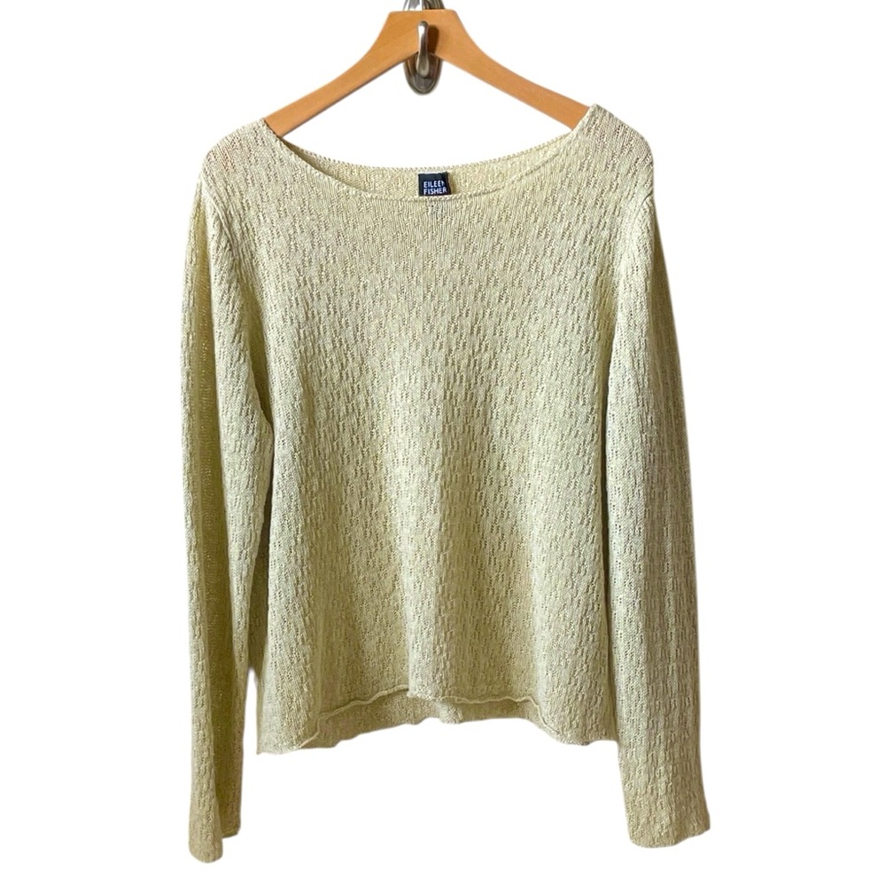 Eileen Fisher linen crew neck sweater size L large